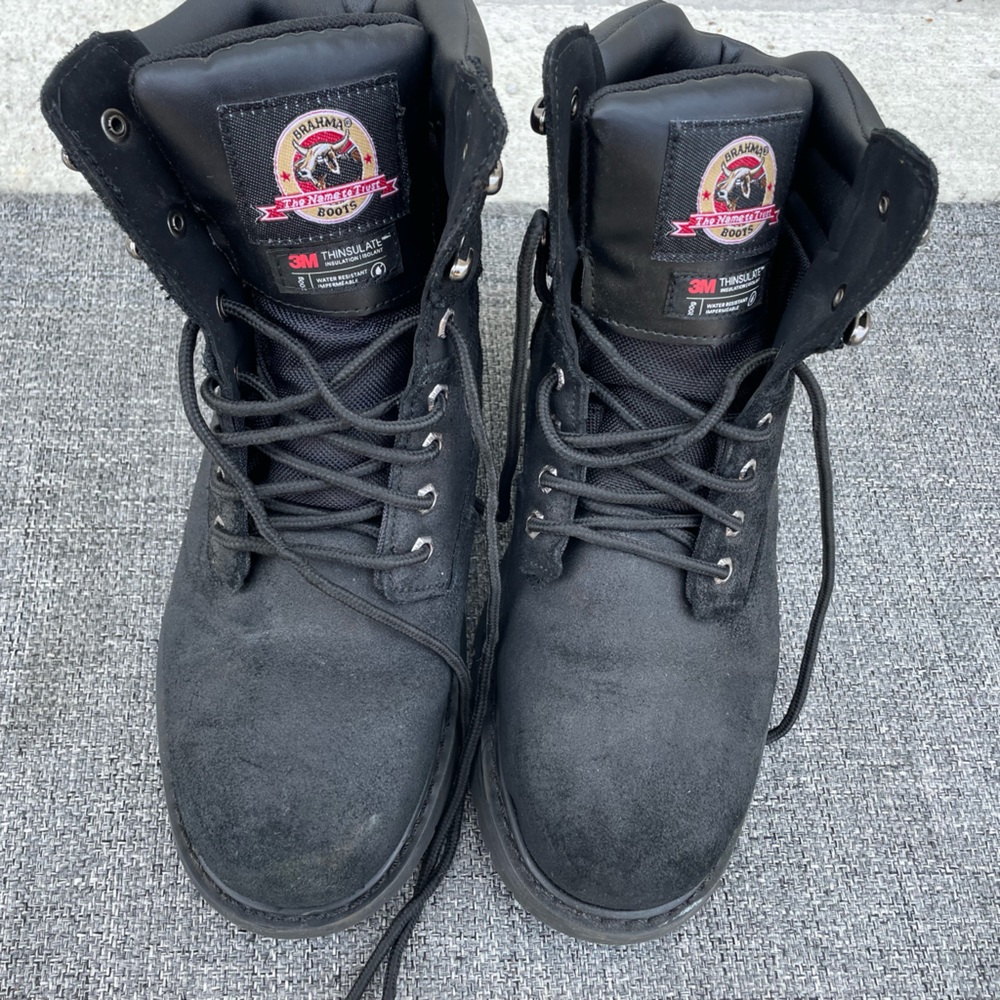 Brahma Thinsulate Steel Toe Black Leather Mens Boots Size 10